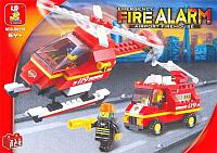Конструктор SLUBAN "Пожарные" Арт. M38-B0219 "Пожарная машина и вертолет"