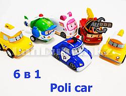 Игровой набор машинок Робокар Поли (6 машинок: 2 такси, 1 полицейский, 1 вертолет, 1 скорая и 1 пожарная) P4