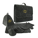 Набор банный портфель 5 предметов - Добропаровъ, серый с золотой вышивкой, фото 2