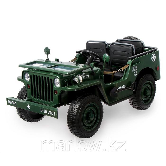 Электромобиль «Армейский джип», 3-х местный, 4WD полный привод, EVA колеса, цвет зелёный - фото 4 - id-p111430863