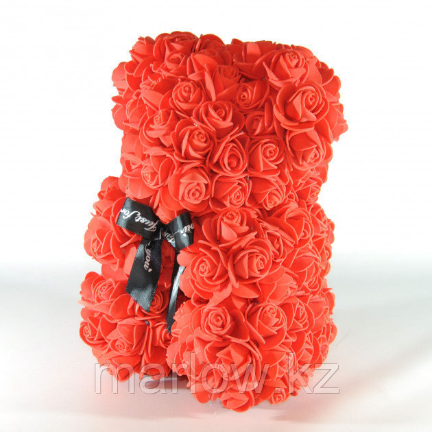 Мишка из роз с ленточкой (40 см), красный - фото 5 - id-p111421050