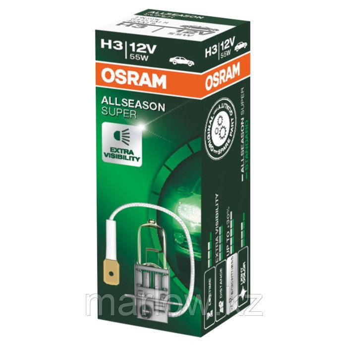 Лампа автомобильная Osram Allseason, H3, 12 В, 55 Вт, 64151ALS - фото 1 - id-p111428916