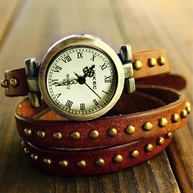Часы браслет эко-кожа - 3 петли - Rivet, коричневые - фото 5 - id-p111420072