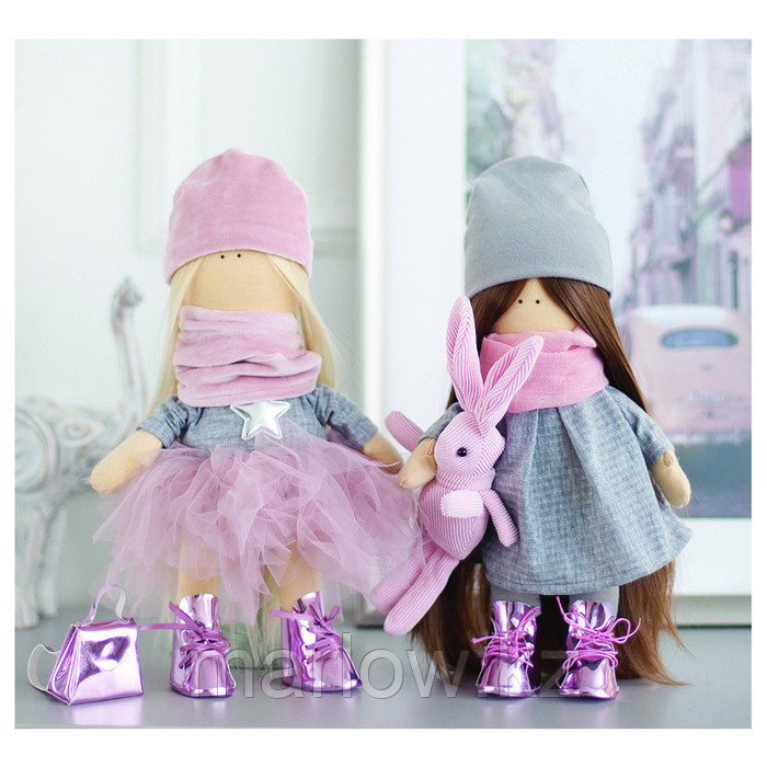 Интерьерные куклы «Подружки Вики и Ники- на праздник» набор для шитья,15,6 × 22.4 × 5.2 см - фото 1 - id-p111431884