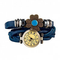 E-LY часы браслет с вставкой в виде цветка, синие