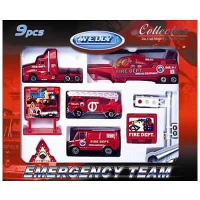 Welly 98630-9C Велли Игровой набор ,Служба спасения - пожарная команда, 9 шт. - фото 1 - id-p111413302