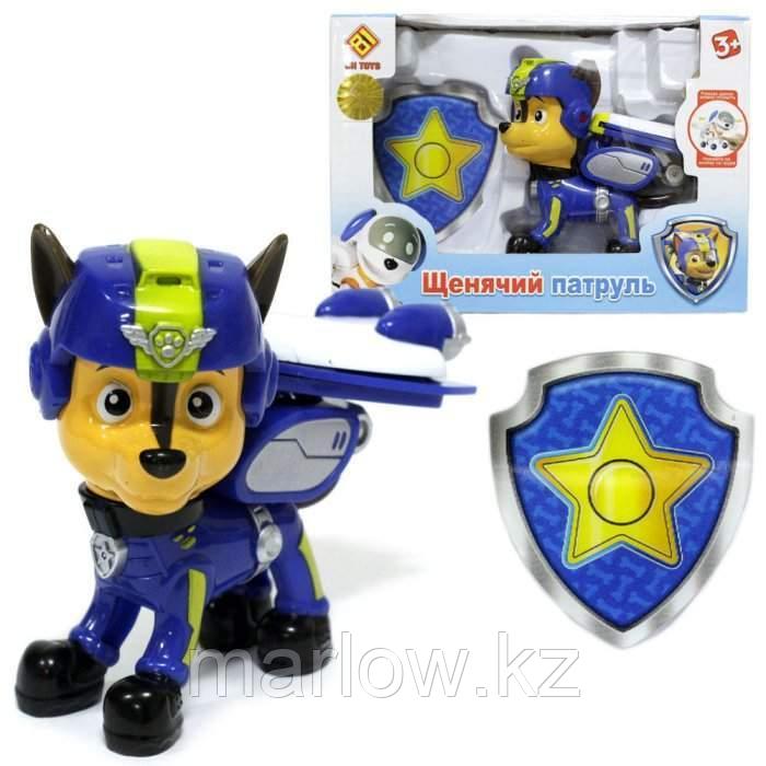 Игрушка Paw Patrol Щенячий патруль CH-G001 Фигурка рюкзак трансф, значок- Щенок Чейз Арт.CH-G001-A - фото 1 - id-p111411402