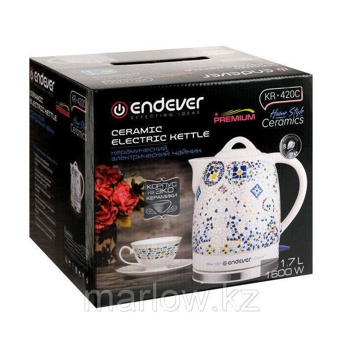 Чайник электрический Endever Skyline KR-420 C, керамика, 1,7 л, 1600 Вт, "мозайка" - фото 7 - id-p111434570