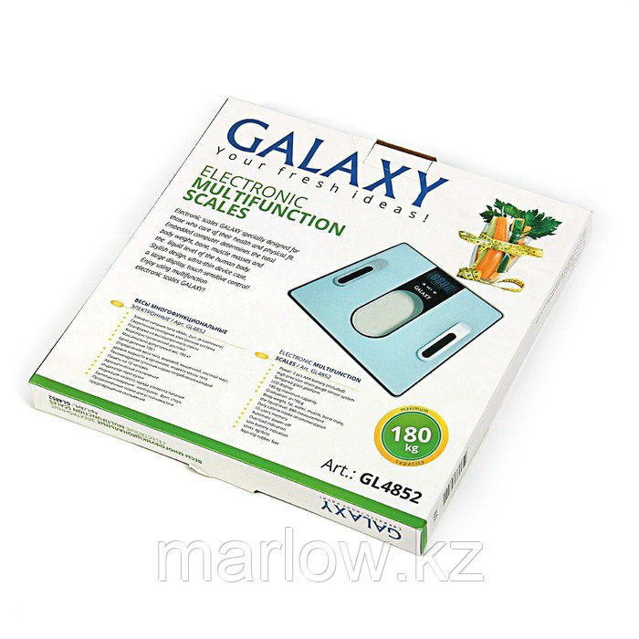 Весы напольные Galaxy GL 4852, диагностические, до 180 кг, 2хААА, стекло, белые - фото 8 - id-p111432754