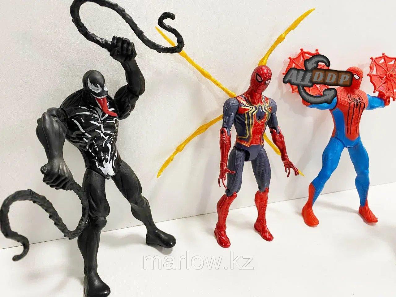 Детский набор фигурок Человек паук Spider man с подвижными ногами и руками с светоэффектом 4 фигурок 02 16 см - фото 8 - id-p111425021
