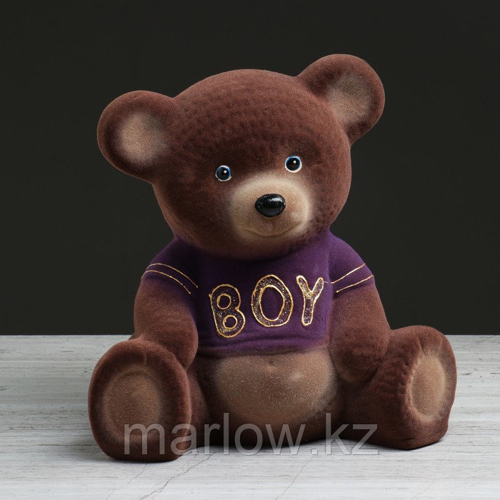 Копилка "Мишка: boy", флок, коричневый цвет, 25 см, микс - фото 1 - id-p111431932