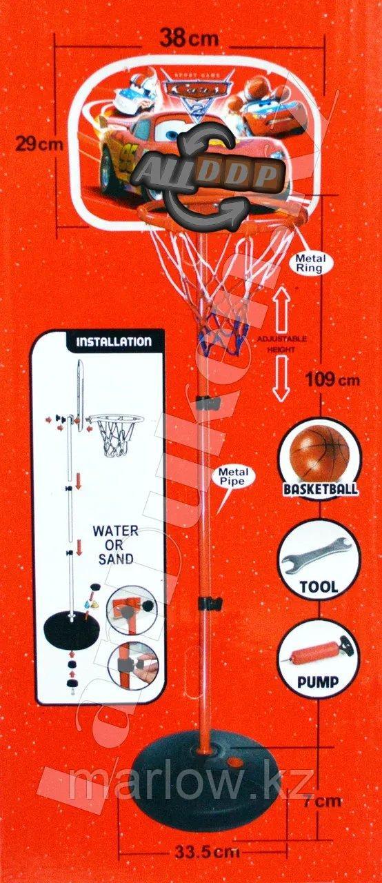 Баскетбольное кольцо на регулируемой стойке 90-120 см "Тачки" с мячом и насосом 2 в 1 (маленькое) - фото 4 - id-p111425034