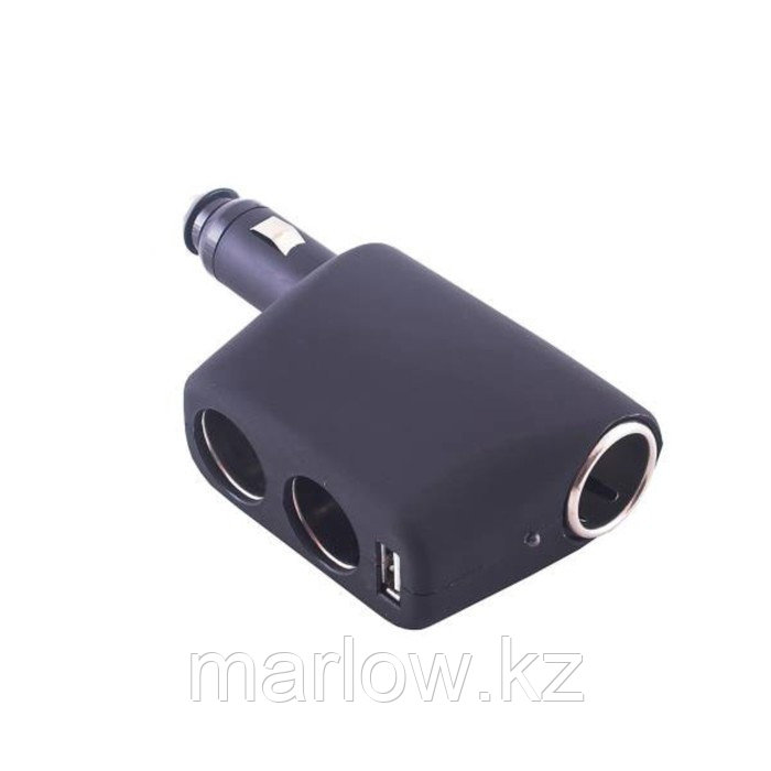 Разветвитель прикуривателя 2 гнезда + USB Skyway черный, USB 1A, предохранитель 10А - фото 1 - id-p111427006