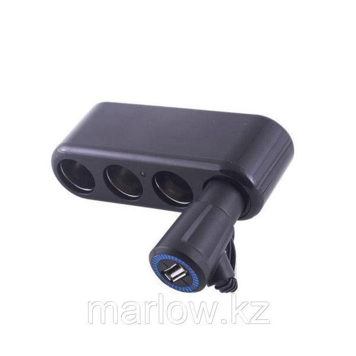Разветвитель прикуривателя 4 гнезда + USB Skyway черный, предохранитель 10А, USB 1A - фото 2 - id-p111427008