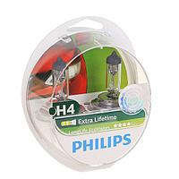 Лампа автомобильная Philips LongLife EcoVision, H4, 12 В, 60/55 Вт, набор 2 шт