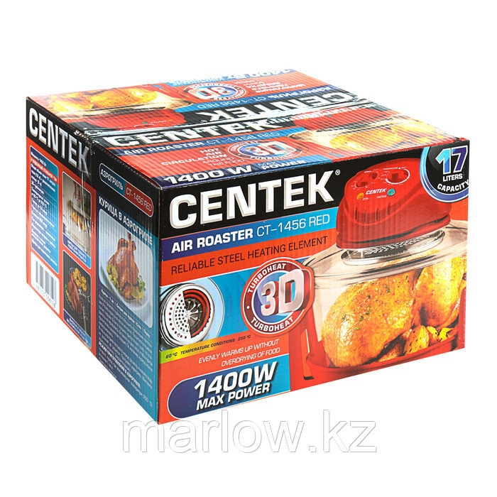 Аэрогриль Centek CT-1456, 1400 Вт, 17 л, с кольцом, таймер, красный - фото 7 - id-p111435632