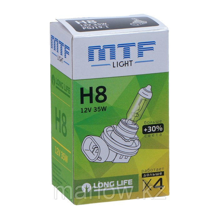 Галогенная лампа MTF Standard+30%, H8, 12 В, 55 Вт, 3000-4000K - фото 3 - id-p111428047