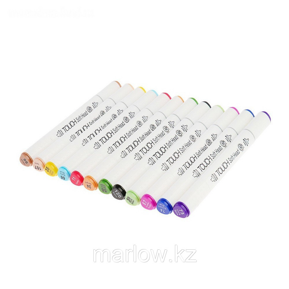 Набор маркеров профессиональных двусторонних 12 штук, 12 цветов - фото 1 - id-p111421173