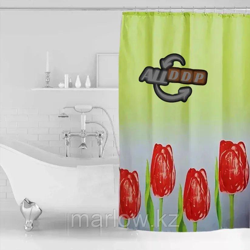Водонепроницаемая шторка для ванной тканевая Miranda 180x200 см тюльпаны - фото 1 - id-p111424118