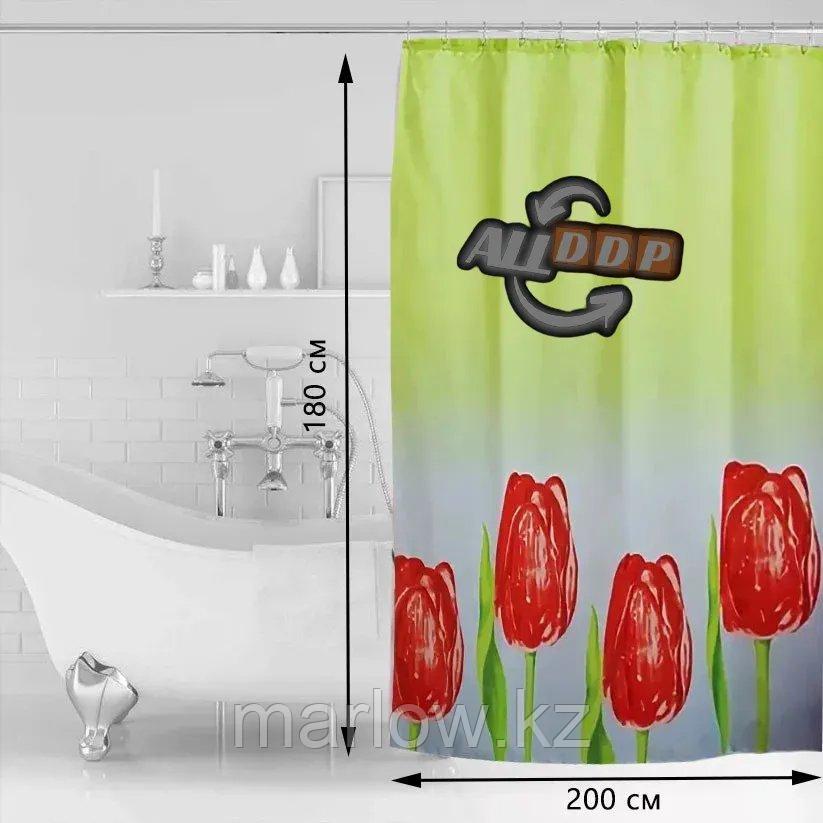 Водонепроницаемая шторка для ванной тканевая Miranda 180x200 см тюльпаны - фото 2 - id-p111424118