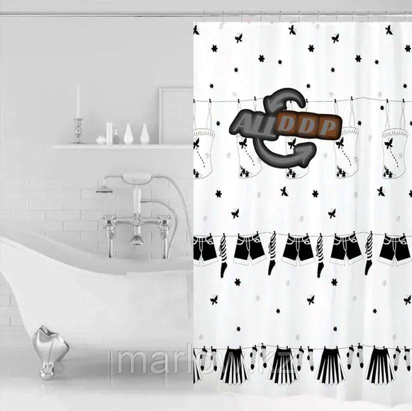 Водонепроницаемая шторка для ванной тканевая Miranda 180x200 см с узором постиранного белья - фото 1 - id-p111424121