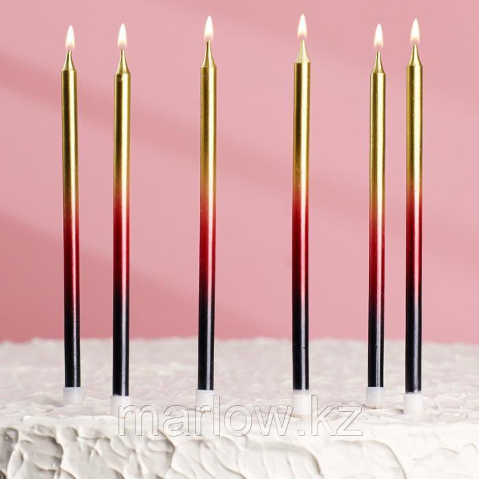 Свечи в торт "С днём рождения" 6 шт, высокие, чёрный, бордовый, золотой - фото 1 - id-p111431003