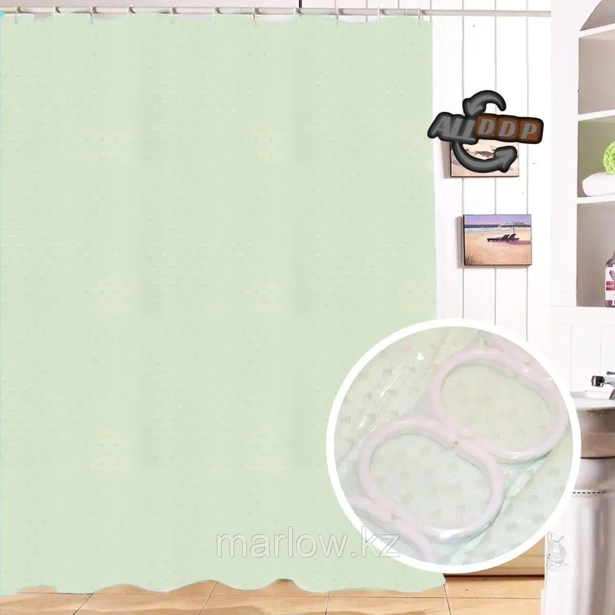 Водонепроницаемая тканевая шторка для ванной Xiang Ju для душа 180х180 см светло-зеленая - фото 1 - id-p111424123