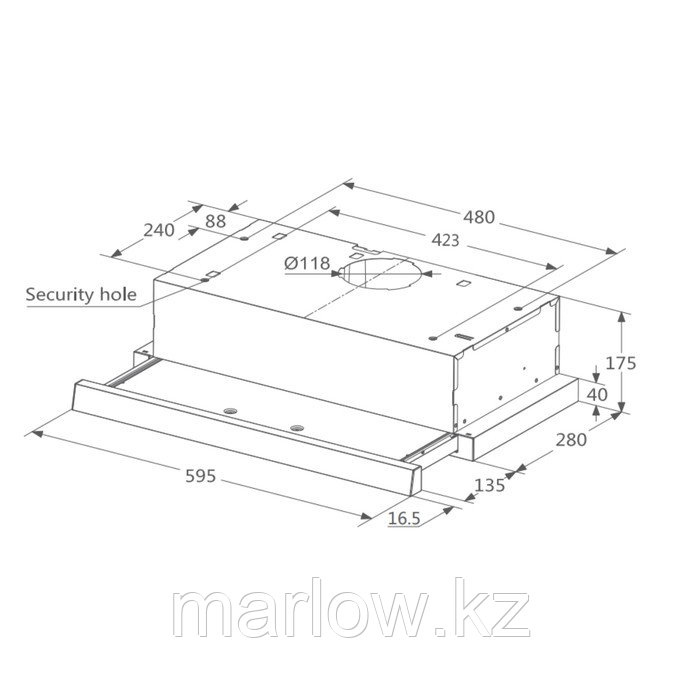 Вытяжка Midea MH60P303GW, встраиваемая, 350 м3/ч, 2 скорости, 60 см, белая - фото 2 - id-p111435654