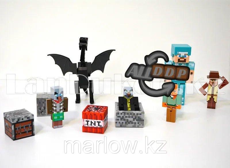 Детский игровой набор Майнкрафт (Minecraft) 5 человечков, дракон и аксессуары со звуковыми эффектами - фото 7 - id-p111425135