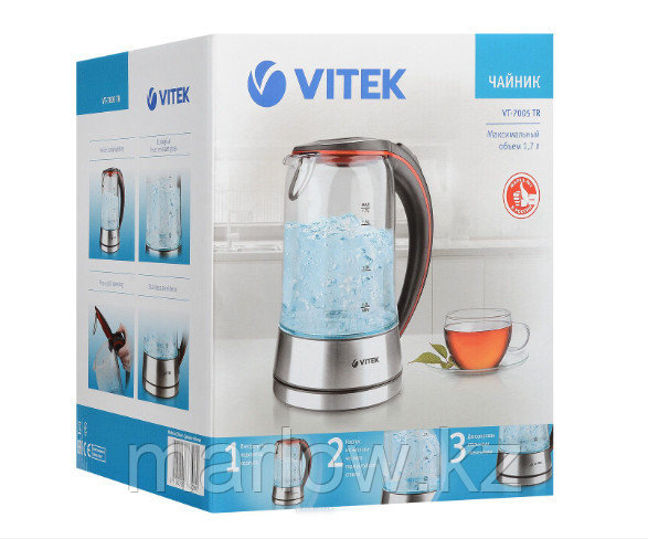 Чайник электрический стеклянный Vitek VT-7005(TR) - фото 6 - id-p111417344