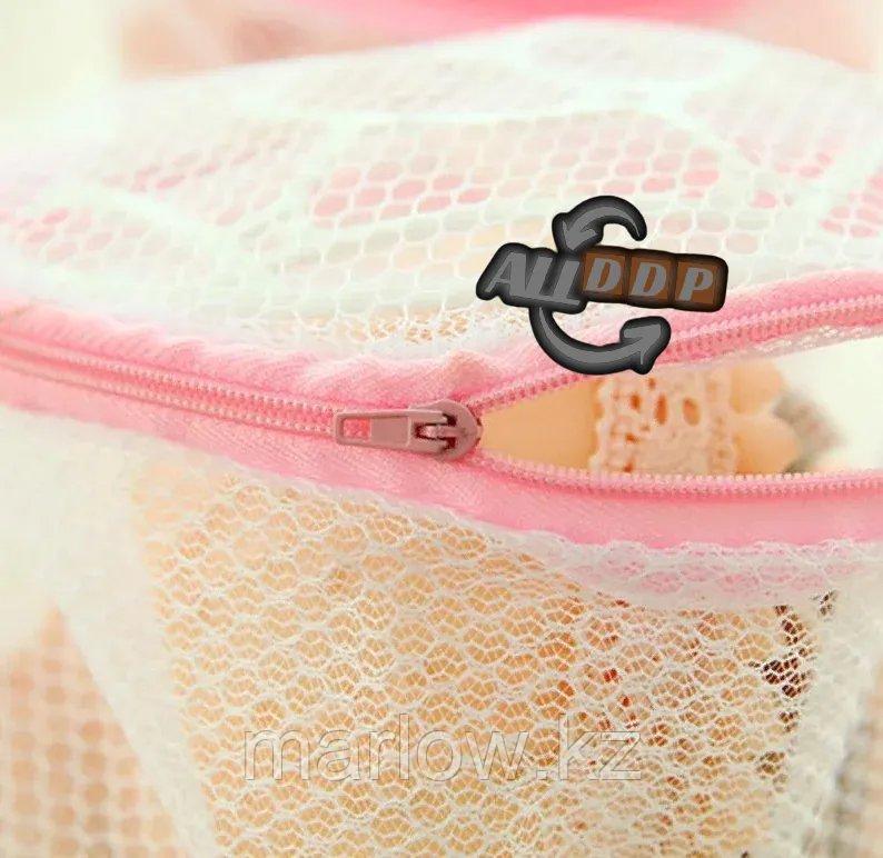 Термостойкий мешок сетка с мелкой ячейкой на молнии для стирки бюстгальтеров розовый - фото 5 - id-p111424170
