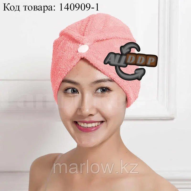 Полотенце для сушки волос банное тюрбан из микрофибры розовый - фото 1 - id-p111424175
