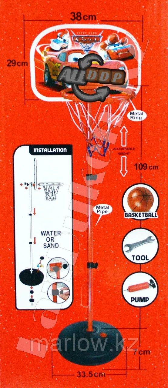 Баскетбольное кольцо на регулируемой стойке 109 см "Тачки" с мячом и насосом 2 в 1 (среднее) - фото 4 - id-p111425158