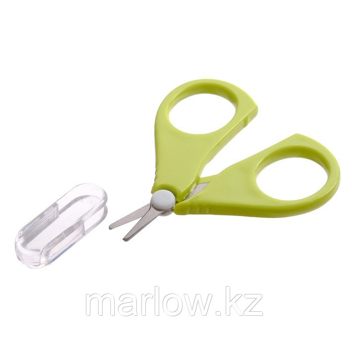 Ножницы детские безопасные, маникюрные, с чехлом, от 0 мес., цвет зелёный - фото 3 - id-p111431062