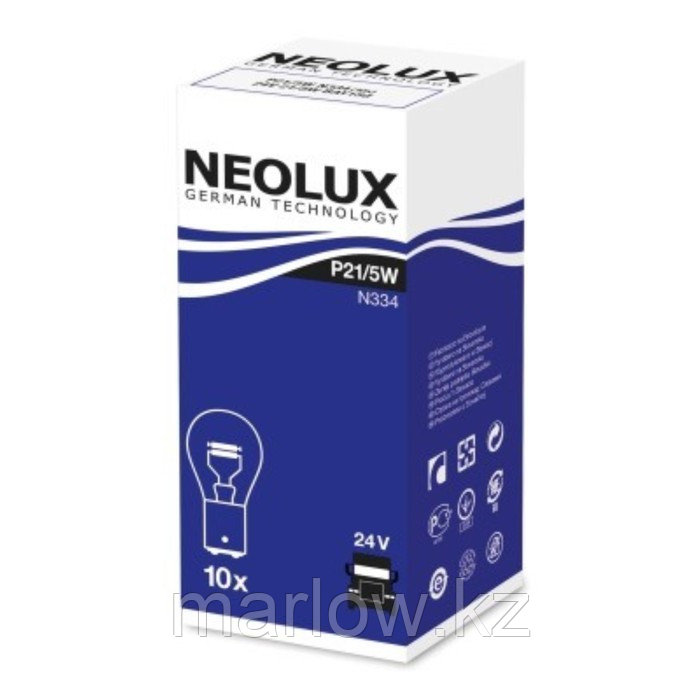 Лампа автомобильная NEOLUX N334 P21/5W 24V BAZ15D - фото 1 - id-p111428111