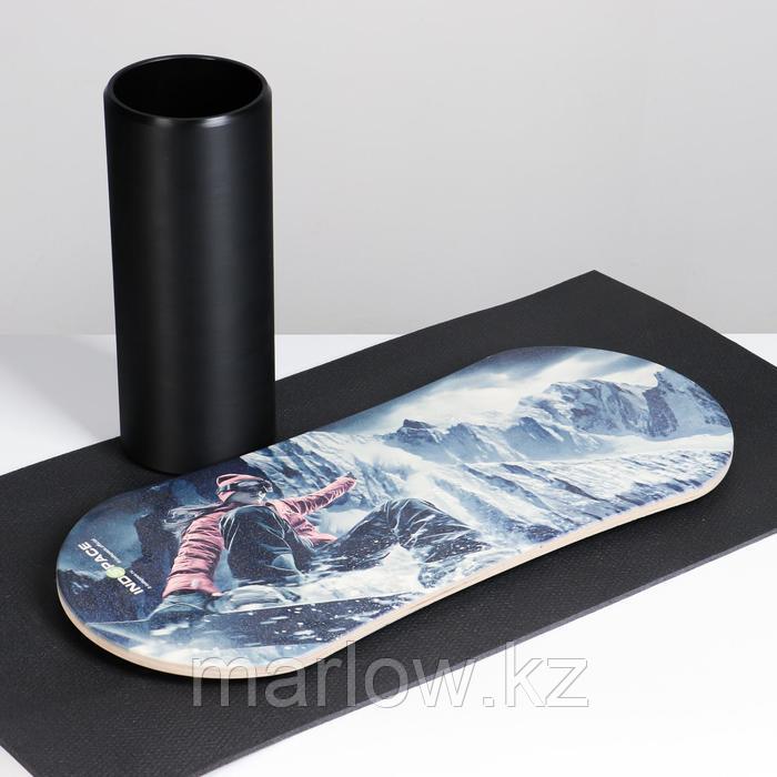 Доска балансировочная балансборд с ковриком "SNOWBOARD" 74х32 см - фото 3 - id-p111433891