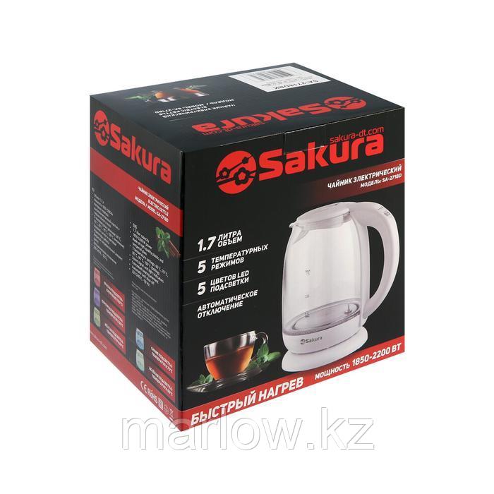 Чайник электрический Sakura SA-2718DBK, стекло, 1.7 л, 2200 Вт, регулировка t°, черный - фото 10 - id-p111434744