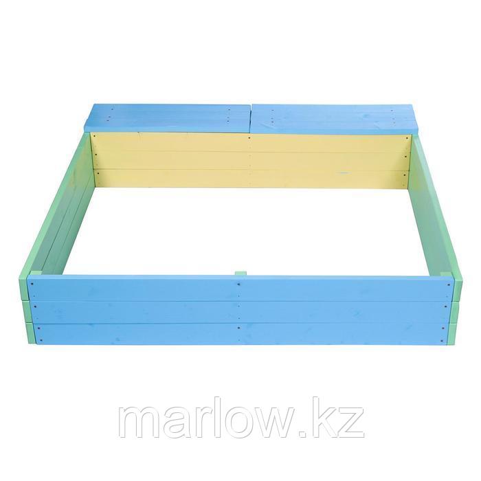Песочница деревянная без крышки, 150 × 150 × 27 см, с ящиком для игрушек, цветная, «Стюарт-3» - фото 2 - id-p111432932