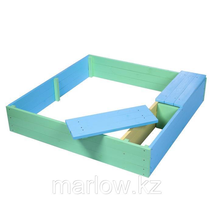 Песочница деревянная без крышки, 150 × 150 × 27 см, с ящиком для игрушек, цветная, «Стюарт-3» - фото 5 - id-p111432932