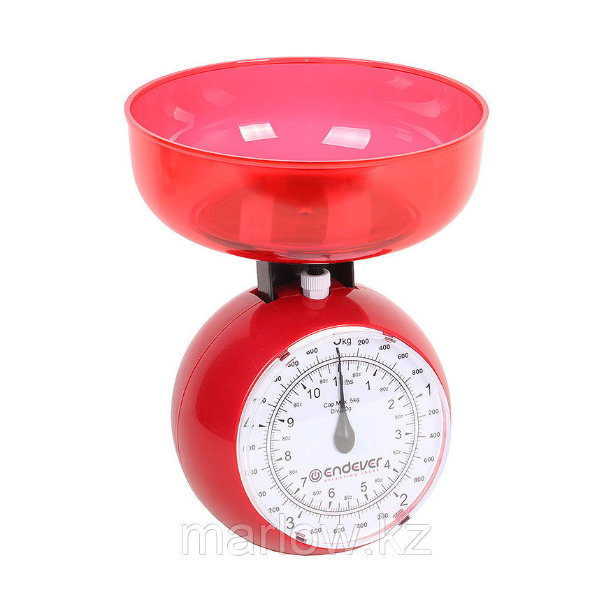 Кухонные шарообразные механические весы Endever. Максимальный вес 5 кг, цена деления 40 г, красные - фото 3 - id-p111419349