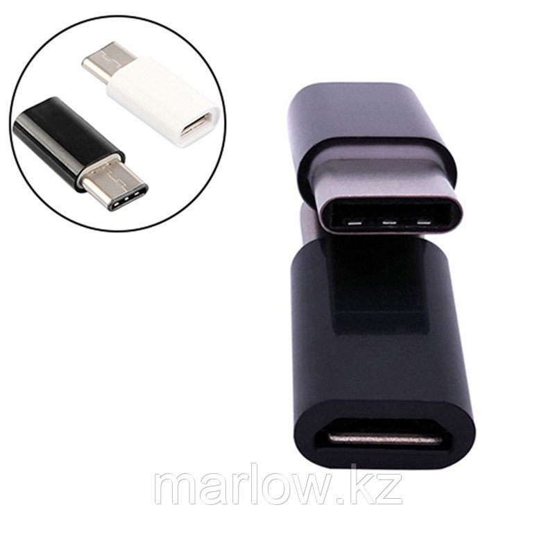 Переходник Type C папа - Micro USB мама, черный - фото 1 - id-p111420313
