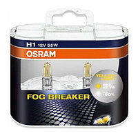 Лампа автомобильная Osram Fog Breaker +60%, H1, 12 В, 55 Вт, набор 2 шт, 62150FBR-HCB