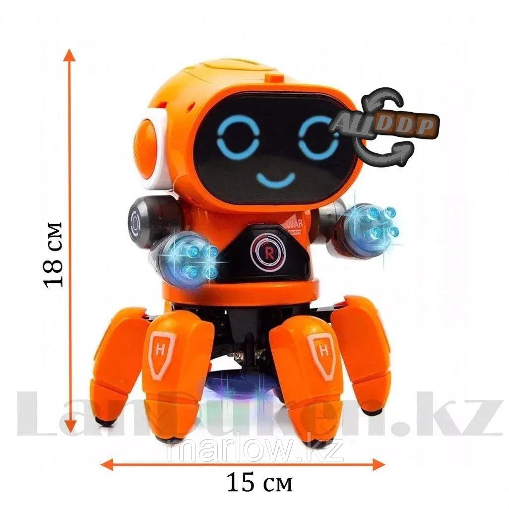 Игрушка робот на батарейках музыкальный танцующий со светомузыкой ZR142-1 оранжевый - фото 2 - id-p111425215