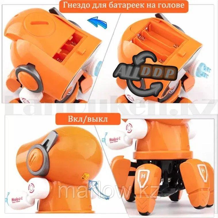 Игрушка робот на батарейках музыкальный танцующий со светомузыкой ZR142-1 оранжевый - фото 4 - id-p111425215