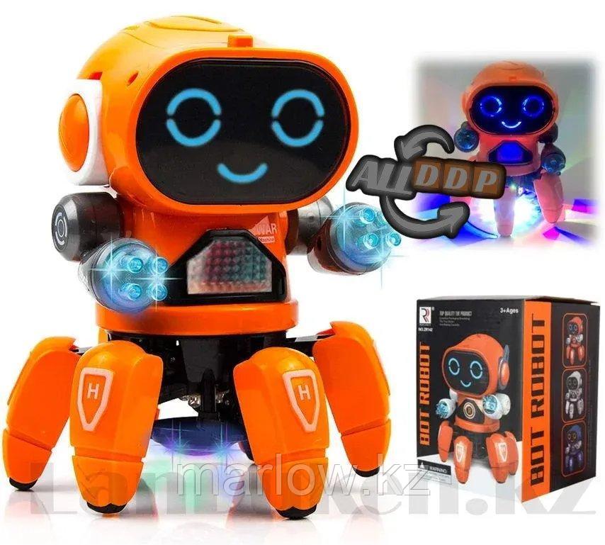 Игрушка робот на батарейках музыкальный танцующий со светомузыкой ZR142-1 оранжевый - фото 6 - id-p111425215