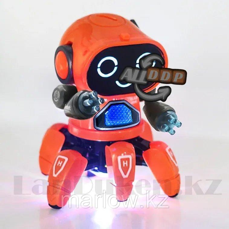 Игрушка робот на батарейках музыкальный танцующий со светомузыкой ZR142-1 оранжевый - фото 7 - id-p111425215