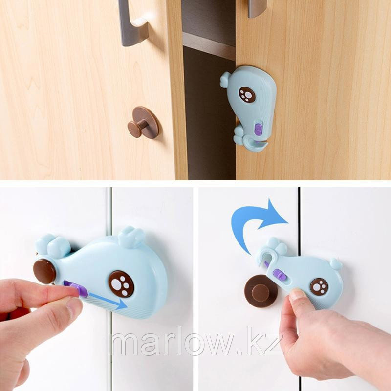 Защита от детей на шкафы Whale Shape Safety Lock Beideli, гоубой - фото 4 - id-p111422294