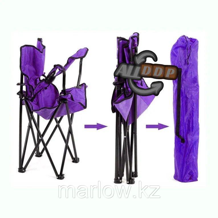 Стул с подлокотниками складной с подстаканником с чехлом Quad Chair VAm 23320 фиолетовый - фото 5 - id-p111453388
