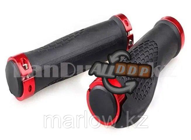 Грипсы резиновые с металлическим основанием для самоката и в велосипеда с мини-рогами черно-красные - фото 5 - id-p111453392