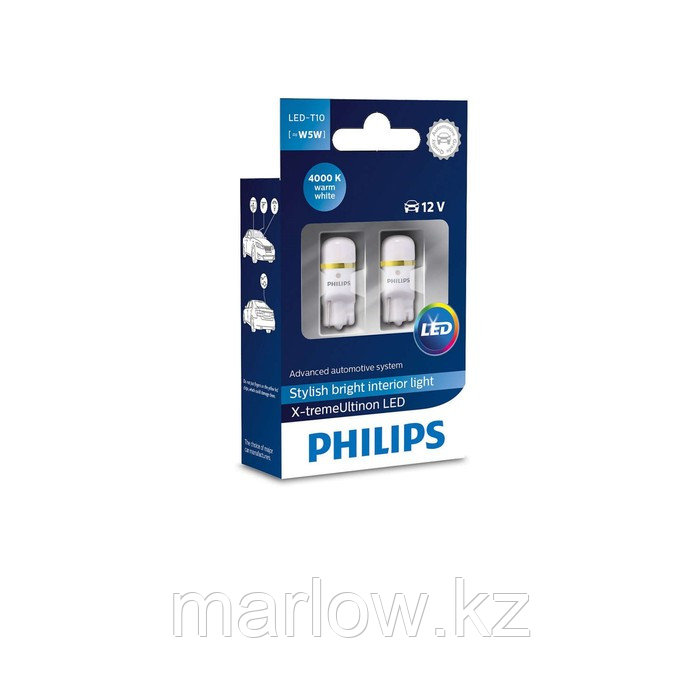 Светодиодная лампа PHILIPS X-treme Vision, T10 W5W (W2.1x9.5d),12В, 2,1Вт, 2шт.,127994000KX2 35290 ... - фото 2 - id-p111429184